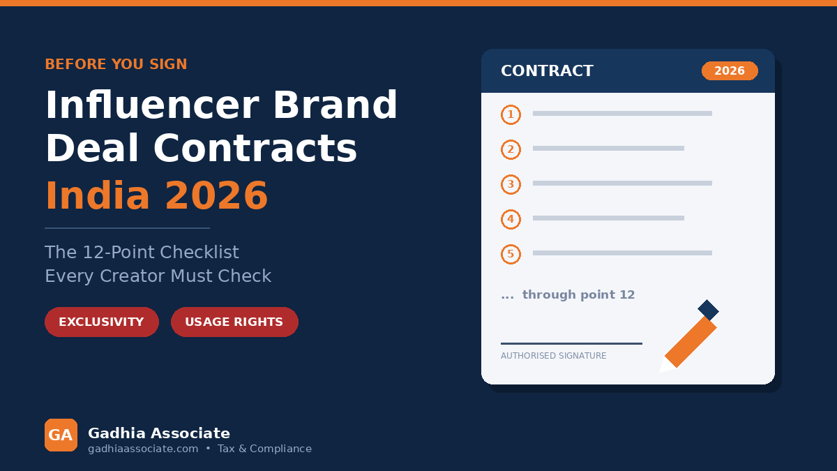 Influencer Brand Deal Contracts in India 2026: The 12-Point Checklist Every Creator Must Check Before Signing